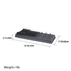 12 pieces of Home Basics Low Profile Easy To Store Foldable Plastic Dish Drying Rack With Super Absorbent Micro Fiber Drying Mat, Grey