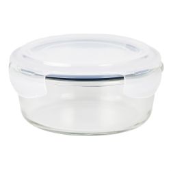 12 pieces of Michael Graves Design 32 Ounce High Borosilicate Glass Round Food Storage Container With Indigo Rubber Seal