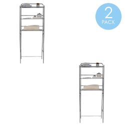 6 pieces of Home Basics 3 Tier  Steel Space Saver Over The Toilet Bathroom Shelf With Open Shelving, Chrome