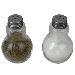 24 pieces of Home Basics 3.8 Oz. Bulb Shape Glass Tabletop Salt And Pepper Shaker With Perforated Stainless Steel Tops, Clear