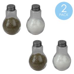 24 pieces of Home Basics 3.8 Oz. Bulb Shape Glass Tabletop Salt And Pepper Shaker With Perforated Stainless Steel Tops, Clear
