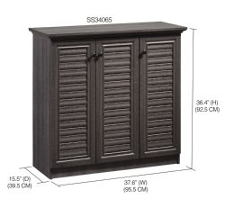 Home Basics 4 Tier Wide Shoe Cabinet With Louvered Doors, Ash