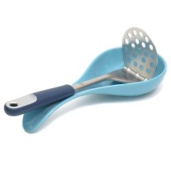 24 pieces of Michael Graves Design Comfortable Grip Vertical Handle Manual Stainless Steel Potato Masher, Indigo