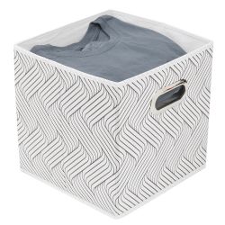 12 pieces of Home Basics Wave NoN-Woven Storage Bin With Handle, White