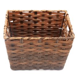 6 pieces of Home Basics Medium Faux Rattan Basket With CuT-Out Handles, Coffee