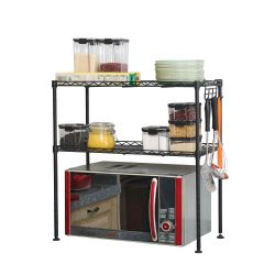 Home Basics 2 Tier Microwave Rack, Black