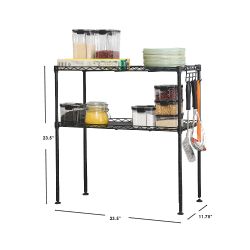 Home Basics 2 Tier Microwave Rack, Black