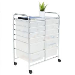 Home Basics 12-Drawer Storage Cart, White