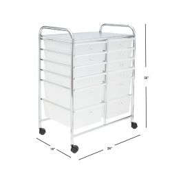 Home Basics 12-Drawer Storage Cart, White