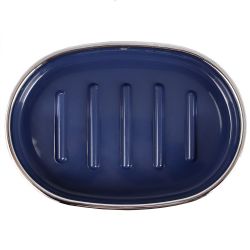 12 pieces of Home Basics Skylar Oval Ridged Abs Plastic Soap Dish, Navy