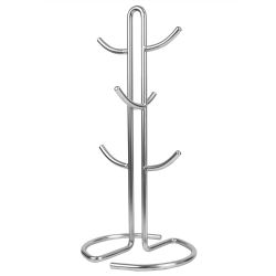 12 pieces of Home Basics Simplicity Collection 6 Hook Steel Mug Tree, Satin Chrome