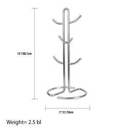 12 pieces of Home Basics Simplicity Collection 6 Hook Steel Mug Tree, Satin Chrome