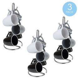 12 pieces of Home Basics Simplicity Collection 6 Hook Steel Mug Tree, Satin Chrome