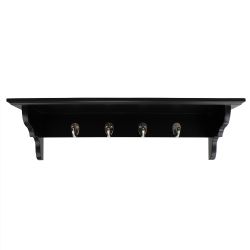 6 pieces of Home Basics Floating Shelf With Key Hooks, Black