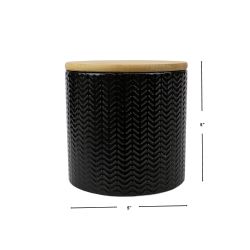12 pieces of Home Basics Wave Small Ceramic Canister, Black
