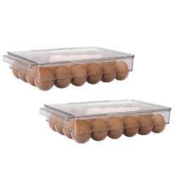 12 pieces of Home Basics Stackable 24 Compartment Bpa Free Plastic  Extra Large Egg Holder Storage Tray With Lid, Clear