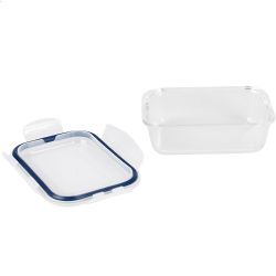 12 pieces of Michael Graves Design 21 Ounce High Borosilicate Glass Rectangle Food Storage Container With Indigo Rubber Seal