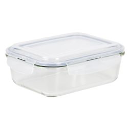 12 Wholesale Michael Graves Design 51 Ounce High Borosilicate Glass Rectangle Food Storage Container with Indigo Rubber Seal