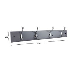 12 pieces of Home Basics 4 Double Hook Wall Mounted Hanging Rack, Grey