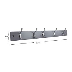 12 pieces of Home Basics 5 Double Hook Wall Mounted Hanging Rack, Grey
