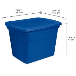 8 pieces of Sterilite 18 Gallon Tote, Blue Morpho