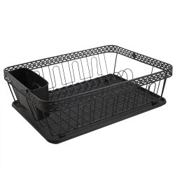 6 pieces of Home Basics 3 Piece Decorative Wire Steel Dish Rack, Black