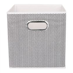 12 pieces of Home Basics Herring Weave Collapsible Storage Bin With Grommet Handle, Black