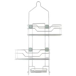 6 pieces of Home Basics 2 Tier Adjustable Shelving Hanging Shower Caddy, Chrome