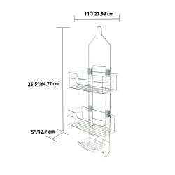 6 pieces of Home Basics 2 Tier Adjustable Shelving Hanging Shower Caddy, Chrome