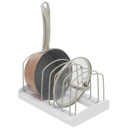 12 pieces of Home Basics Lid And Pan Adjustable Organizer, White