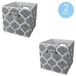 12 pieces Home Basics Arabesque NoN-Woven Collapsible Storage Cube, Grey - Storage & Organization