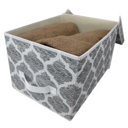 12 pieces of Home Basics Arabesque Large NoN-Woven Storage Box With Label Window, Grey