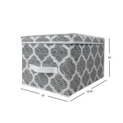 12 pieces of Home Basics Arabesque Large NoN-Woven Storage Box With Label Window, Grey