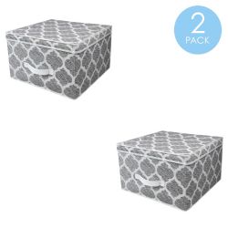 12 pieces of Home Basics Arabesque Jumbo NoN-Woven Storage Box With Label Window, Grey