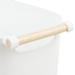 12 pieces Home Basics Large Plastic Basket With Wooden Handle, White - Baskets