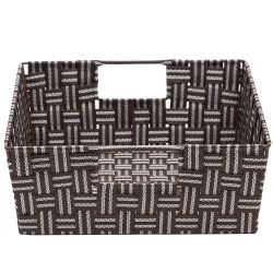6 pieces of Home Basics Stripe Woven Strap Large Storage Bin, Brown
