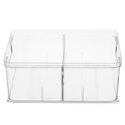 12 pieces of Home Basics Plastic Storage Bin With Divider, Clear