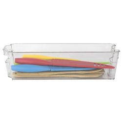 12 pieces of Home Basics Small Plastic Fridge Bin With Handle, Clear