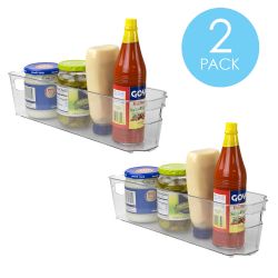 12 pieces of Home Basics Small Plastic Fridge Bin With Handle, Clear