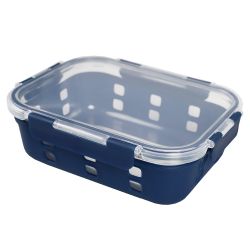 12 pieces of Michael Graves Design Rectangle X-Large 51 Ounce High Borosilicate Glass Food Storage Container With Plastic Lid, Indigo