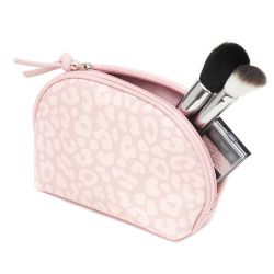 12 pieces Home Basics Leopard Zippered Cosmetic Accessory Pouch, Pink - Cosmetic Cases