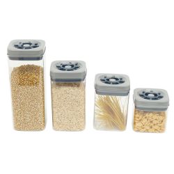 6 pieces of Michael Graves Design Twist 'n Lock 4 Piece Plastic Canister Set, Indigo