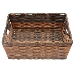6 pieces of Home Basics Large Faux Rattan Basket With CuT-Out Handles, Coffee