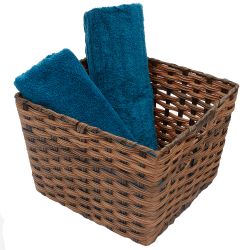 6 pieces of Home Basics X-Large  Faux Rattan Basket With CuT-Out Handles, Coffee