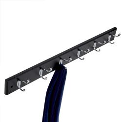 6 pieces of Home Basics 6 Hook Wall Mounted Hanging Rack, Black