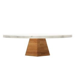 4 pieces of Home Basics Round Marble Food Display Riser, White