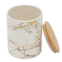 12 pieces of Home Basics Marble Like Medium Ceramic Canister With Bamboo Top, White