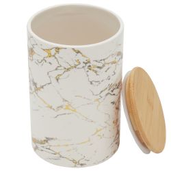 12 pieces of Home Basics Marble Like Large Ceramic Canister With Bamboo Top, White