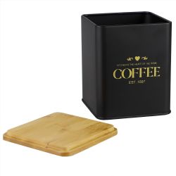 12 pieces of Home Basics Bistro 50 Oz. Tin Coffee Canister With Bamboo Top, Black