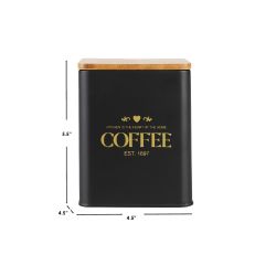 12 pieces of Home Basics Bistro 50 Oz. Tin Coffee Canister With Bamboo Top, Black